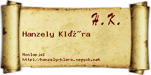 Hanzely Klára névjegykártya
